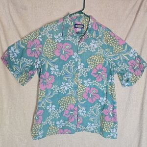 Vintage Men's Phil Edward's by Reyn Spooner Turquoise Tropical Aloha Button Down